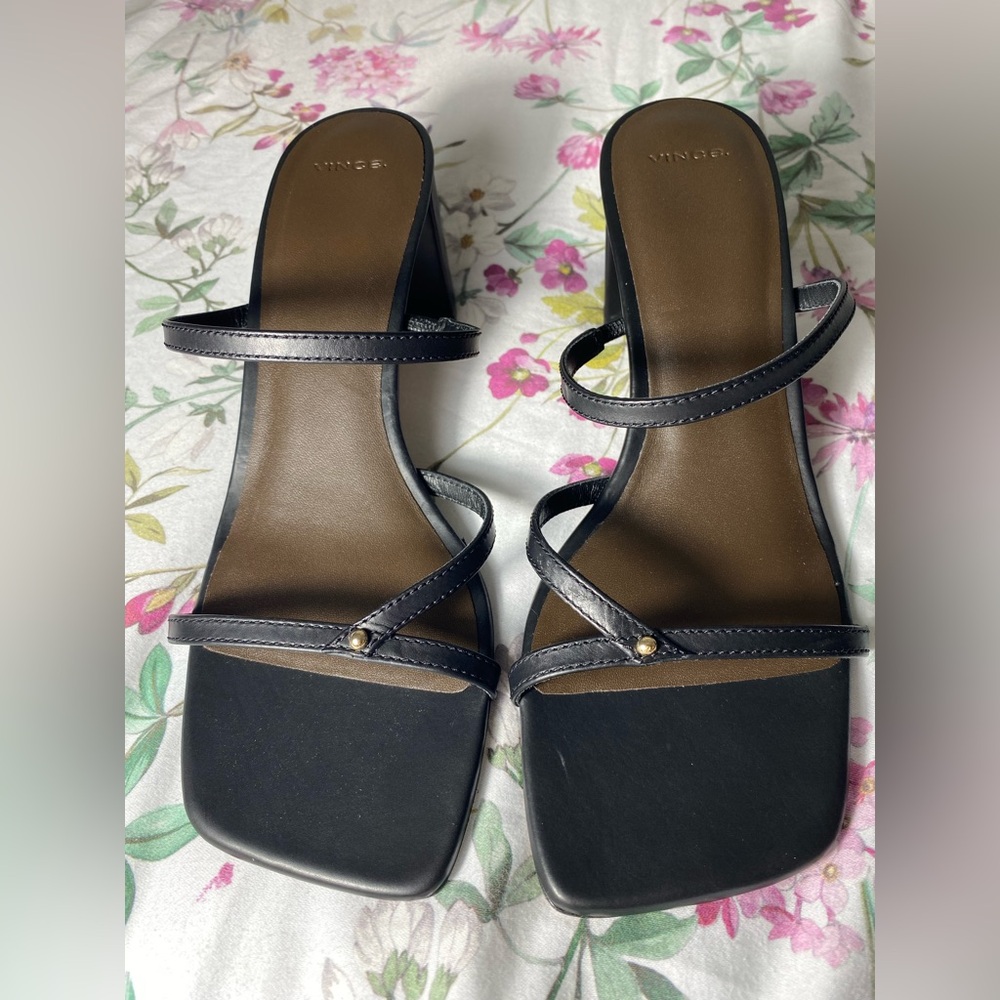 VINCE ONA BLACK STRAPPY SANDAL 7.5/38